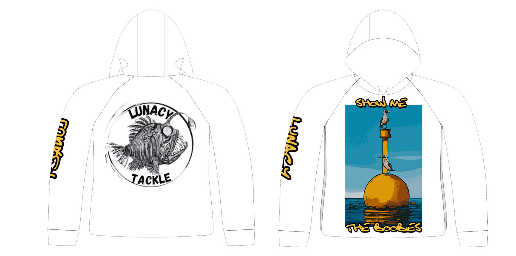 Lunacy Tackle “Show me the Boobies” Hooded shirt